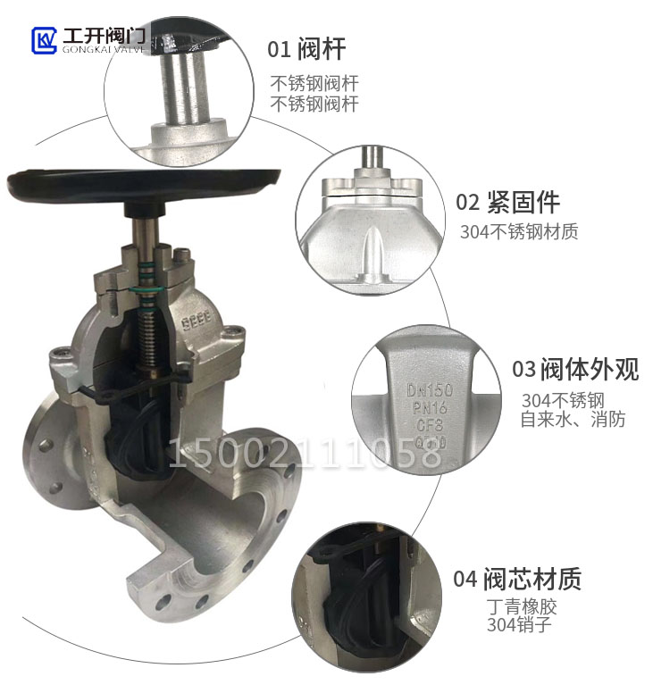 不锈钢暗杆闸阀Z41X-16P解剖内部结构图 不锈钢暗杆闸阀Z41X-16P解剖内部结构图